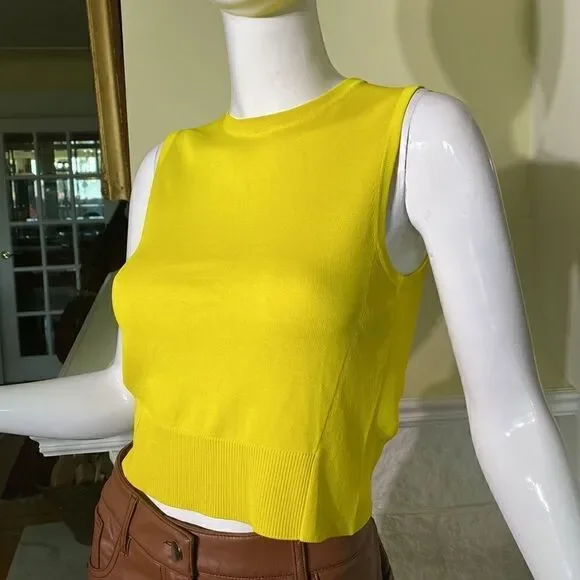 NWOT Rag & Bone Raylee Cropped Stretch Knit Tank Top Yellow - Picture 4 of 13